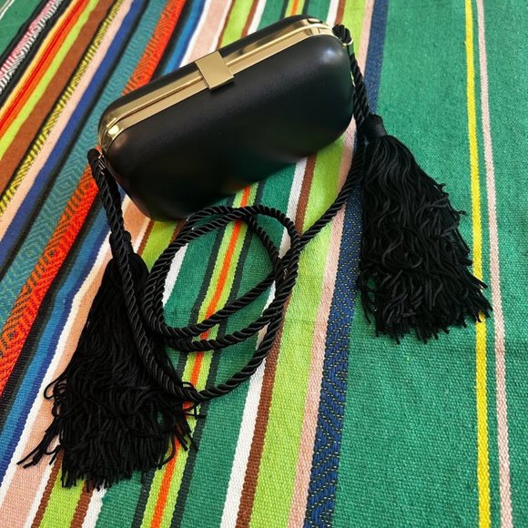 Mango Handbags - Mango black rope tassel purse
